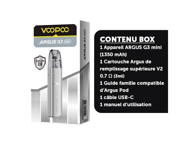 KIT ARGUS G3 MINI 1350 mha VOOPOO   SILVER