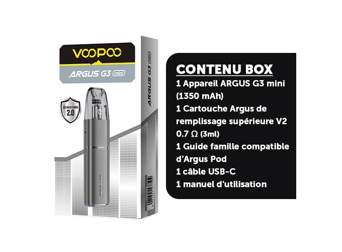 KIT ARGUS G3 MINI 1350 mha VOOPOO   SPACE GRISE