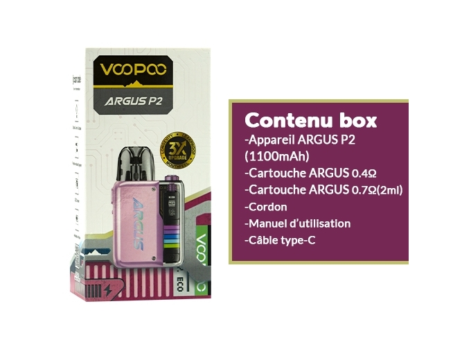 KIT ARGUS P2 1100 mha VOOPOO   CRYSTAL PINK