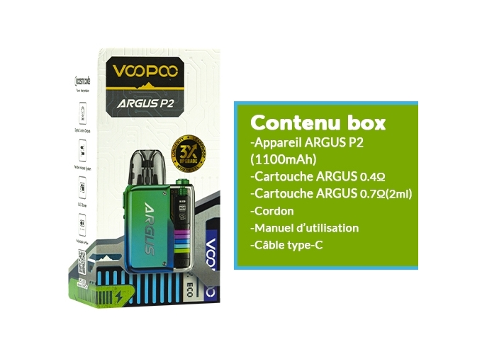 KIT ARGUS P2 1100 mha VOOPOO   NEON BLUE