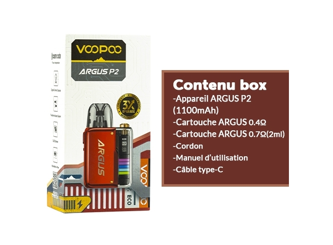 KIT ARGUS P2 1100 mha VOOPOO   RUBY RED