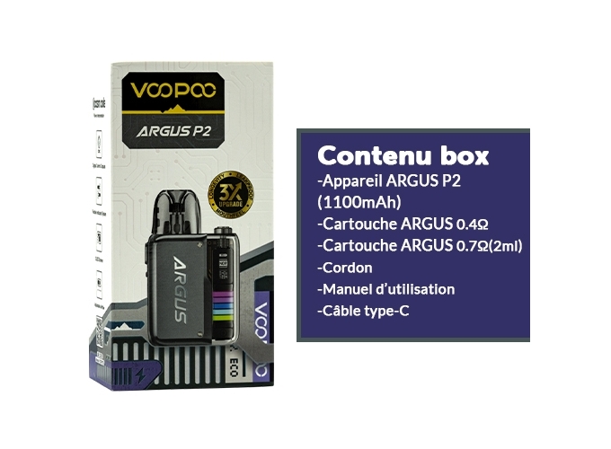 KIT ARGUS P2 1100 mha VOOPOO   TITANIUM GRAY