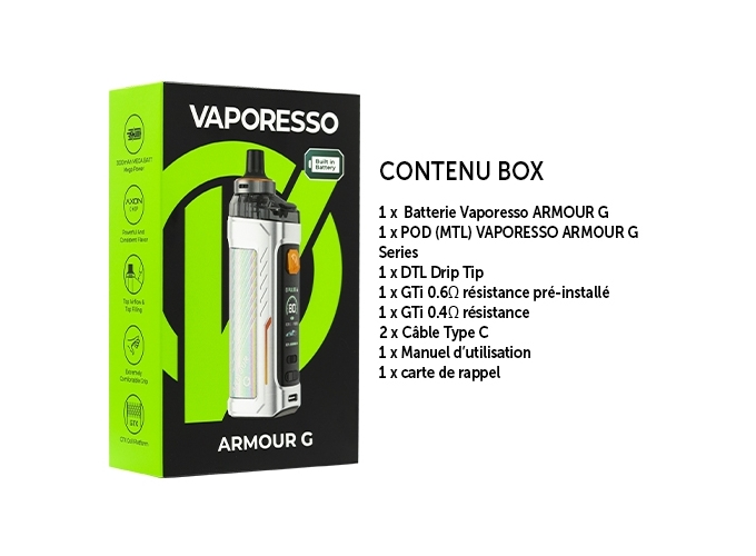 KIT ARMOUR G MTL VAPORESSO 3000 MHA GRISE