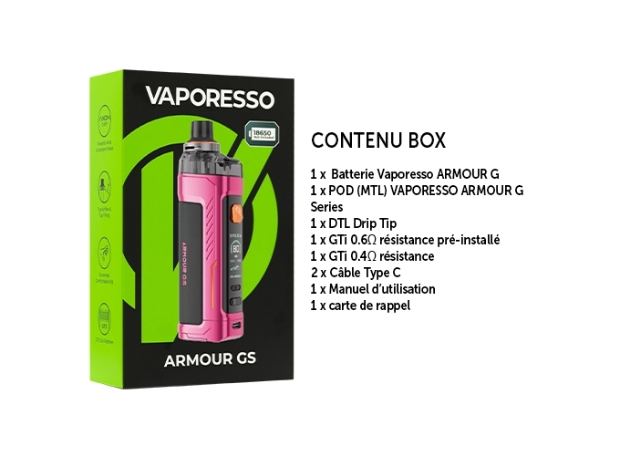 KIT ARMOUR GS DTL VAPORESSO ROSE ( SS ACCU)