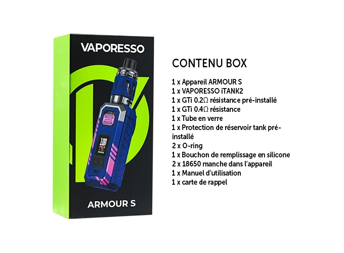 KIT ARMOUR S VAPORESS CYBER BLUE(accu non fourni)