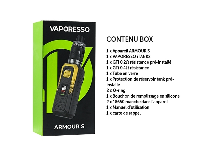 KIT ARMOUR S VAPORESS CYBER GOLD(accu non fourni)