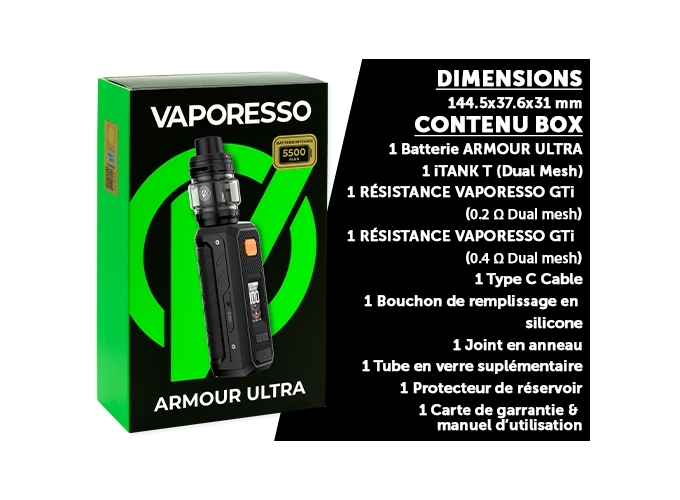 KIT ARMOUR ULTRA VAPORESSO BLACK