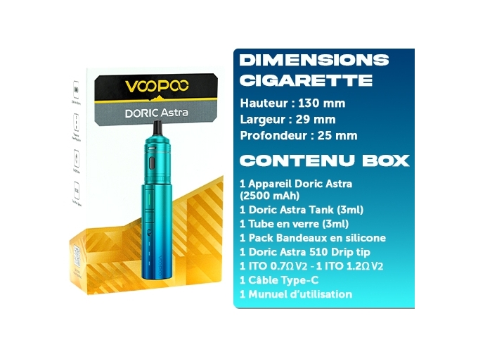 KIT ASTRA VOOPOO 2500 mha   BLEUE ET VERTE