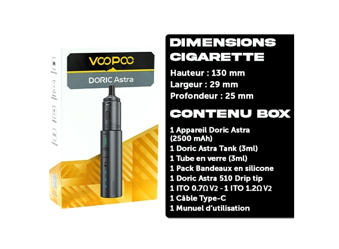 KIT ASTRA VOOPOO 2500 mha   NOIRE