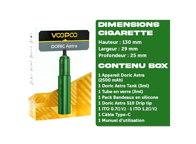 KIT ASTRA VOOPOO 2500 mha   VERTE