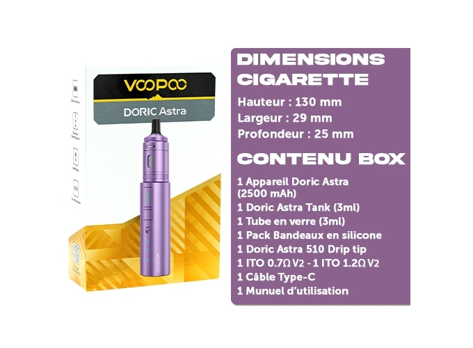KIT ASTRA VOOPOO 2500 mha   VIOLETTE