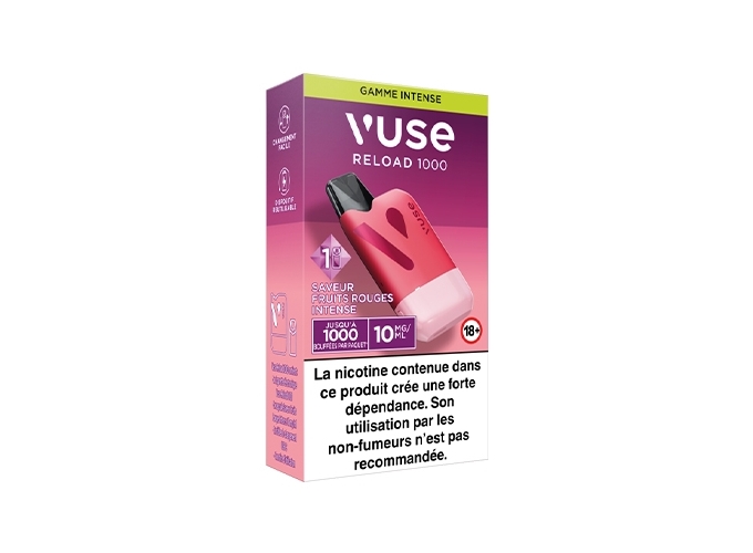 KIT BOX RELOAD 1000 FRUITS ROUGES INTENSE 10 MG