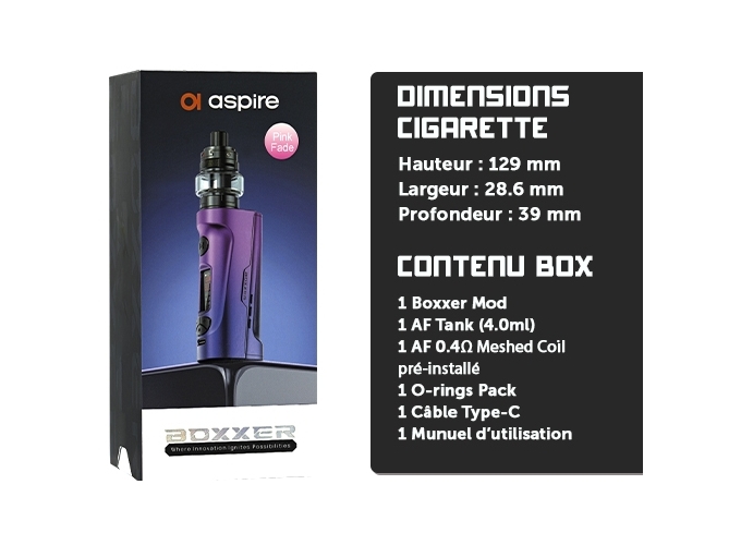 KIT BOXXER ASPIRE ROSE (accu non fourni)