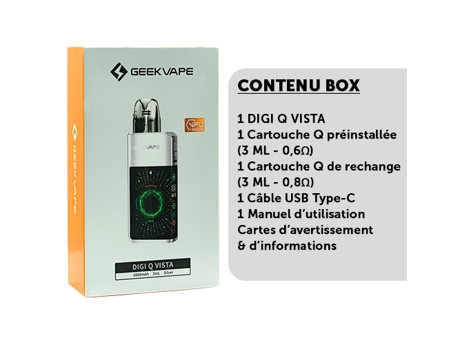 KIT DIGIQ VISTA GEEKVAP 1600 mha SILVER