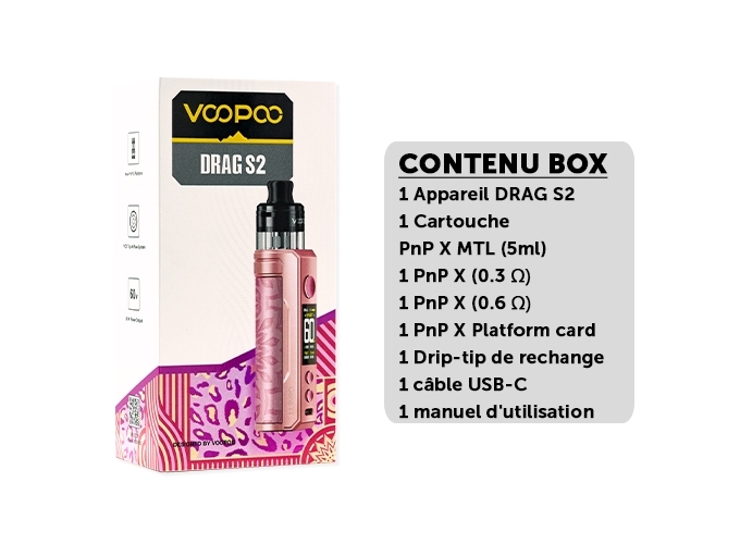 KIT DRAG S2 VOOPOO GLOW PINK (ACCU PROPRIETAIRE)