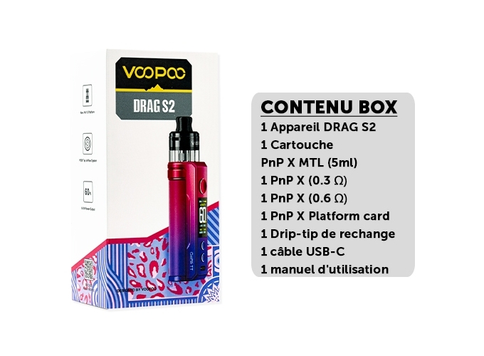 KIT DRAG S2 VOOPOO MODERN RED (ACCU PROPRIETAIRE)