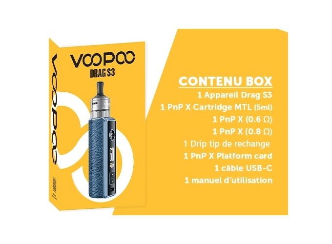 KIT DRAG S3 VOOPOO BLUE (ACCU PROPRIETAIRE)