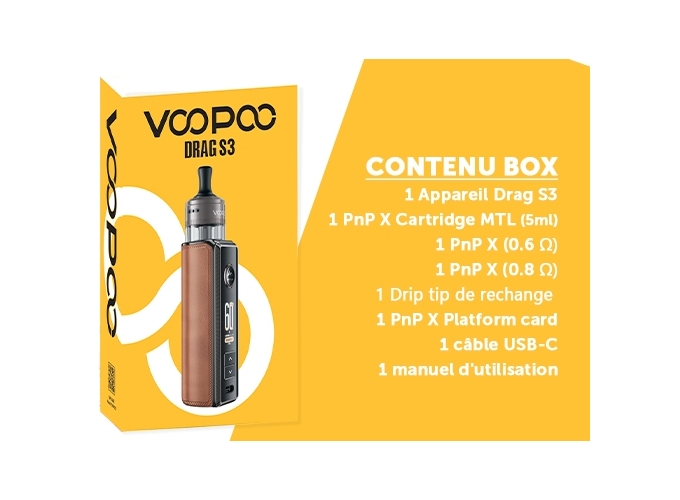 KIT DRAG S3 VOOPOO BROWN (ACCU PROPRIETAIRE)