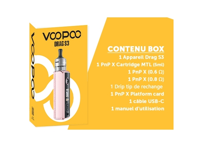 KIT DRAG S3 VOOPOO PINK (ACCU PROPRIETAIRE)
