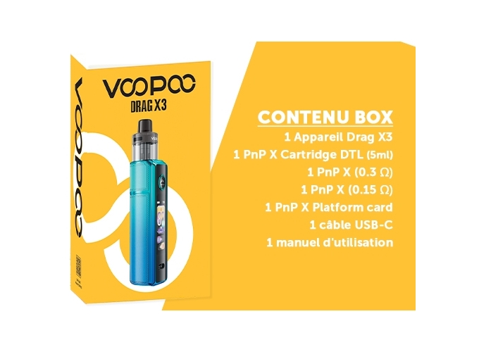 KIT DRAG X3 VOOPOO BLUE (SANS ACCUS)