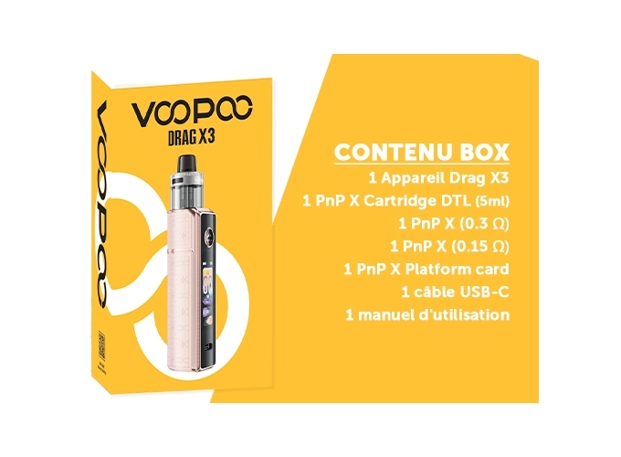 KIT DRAG X3 VOOPOO GLOW PINK (SANS ACCUS)