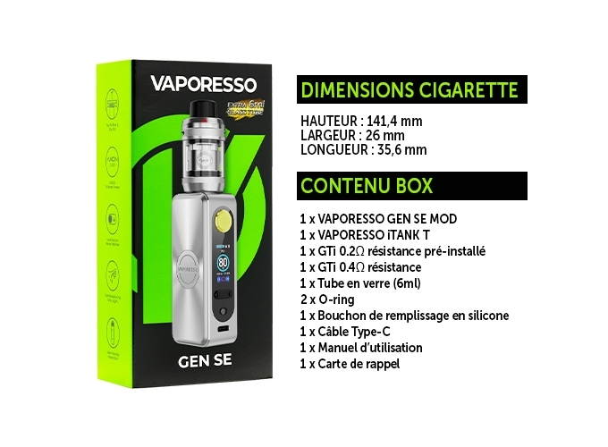 KIT GEN SE VAPORESSO ARCTIC SILVER (SANS ACCU)