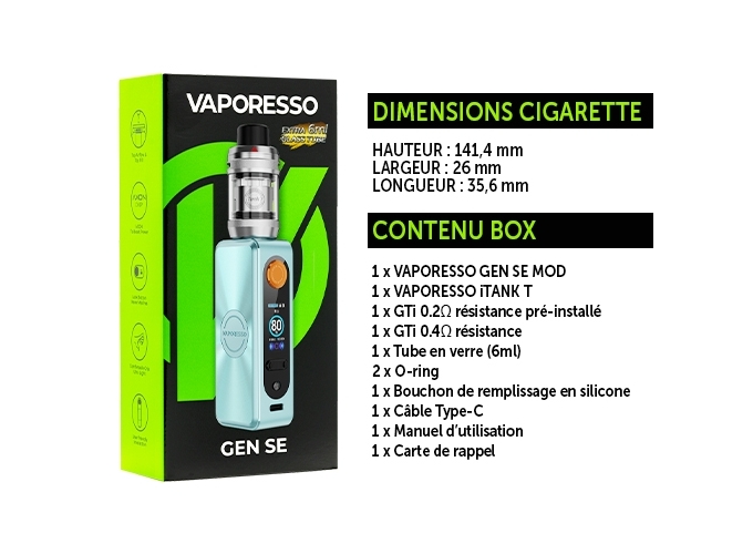 KIT GEN SE VAPORESSO ICE BLUE (SANS ACCU)