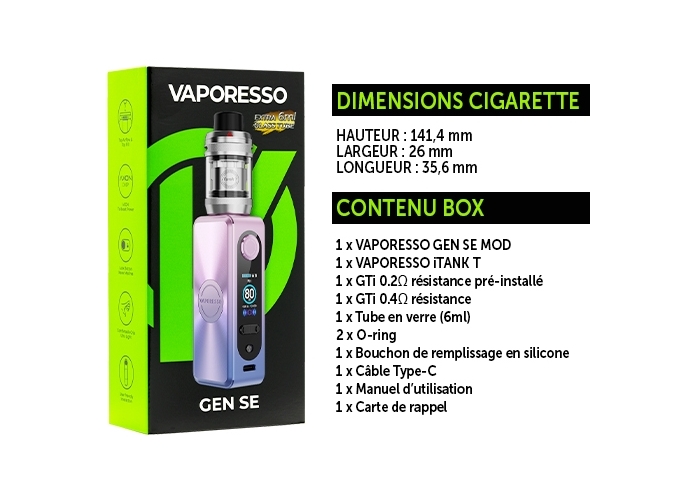 KIT GEN SE VAPORESSO PURPLE (SANS ACCU)