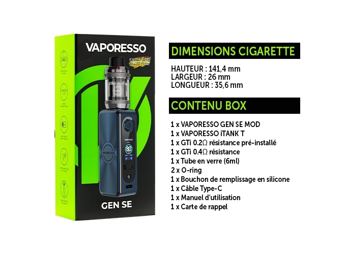 KIT GEN SE VAPORESSO STORM BLUE (SANS ACCU)