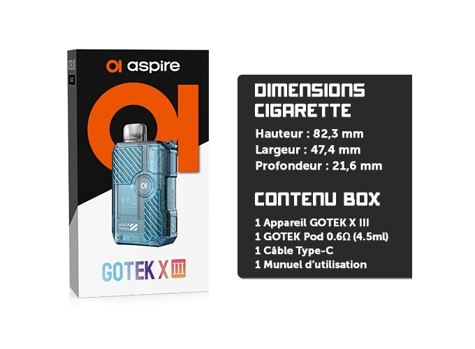 KIT GOTEK X 3  ASPIRE BLEU