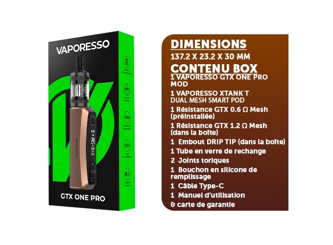 KIT GTX ONE PRO VAPORESSO 3000mAh - BRUN