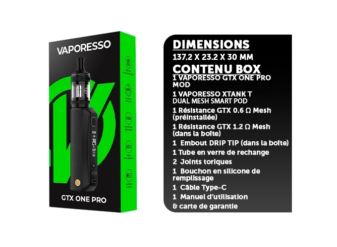 KIT GTX ONE PRO VAPORESSO 3000mAh - NOIRE