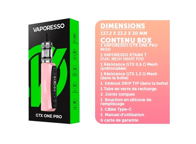 KIT GTX ONE PRO VAPORESSO 3000mAh - ROSE