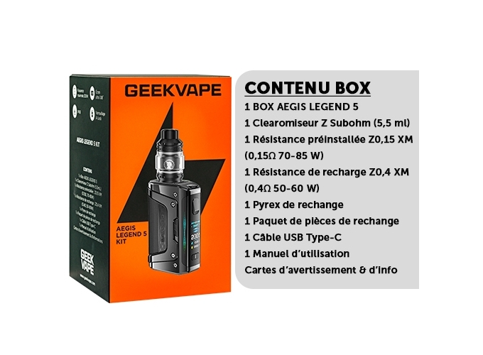 KIT LEGEND 5 GEEKVAP BLACK (ACCUS NON FOURNIS