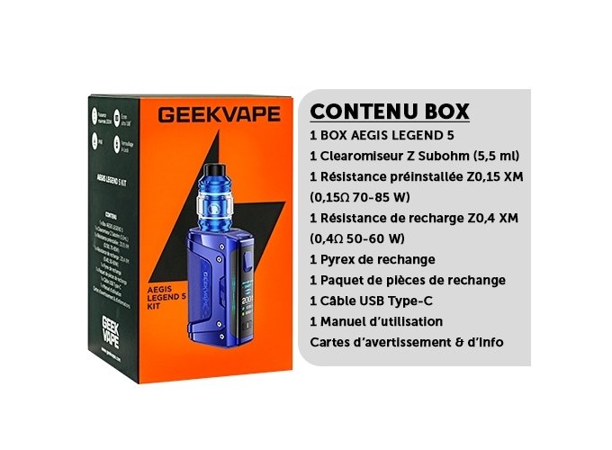 KIT LEGEND 5 GEEKVAP BLUE (ACCUS NON FOURNIS