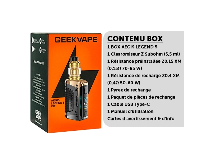 KIT LEGEND 5 GEEKVAP GOLD (ACCUS NON FOURNIS