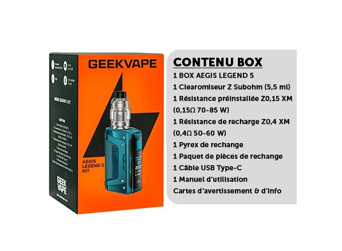 KIT LEGEND 5 GEEKVAP GREEN (ACCUS NON FOURNIS