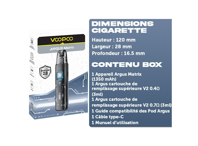 KIT MATRIX VOOPOO 1350 mha CARBON BLACK