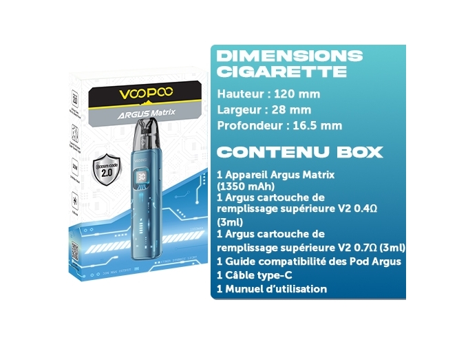 KIT MATRIX VOOPOO 1350 mha IRIS BLUE