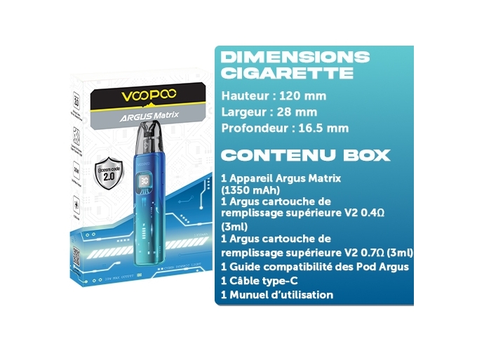 KIT MATRIX VOOPOO 1350 mha NAVY BLUE