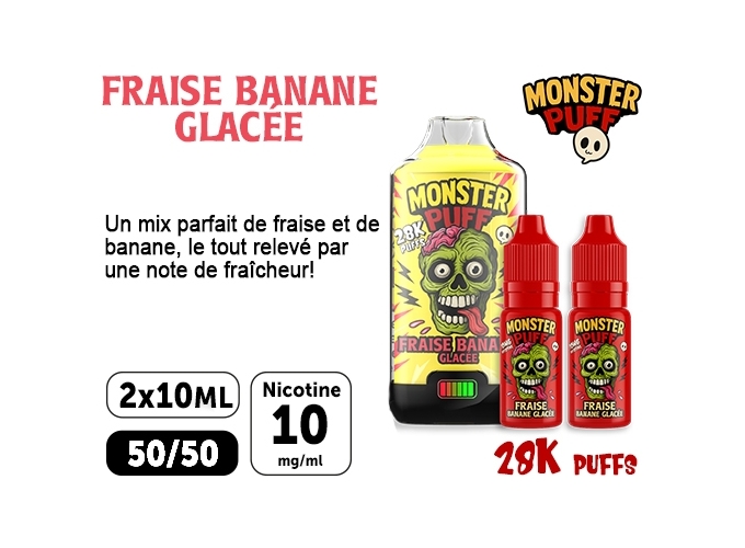 KIT MONSTER 28K FRAISE BANANE ICE 10 MG