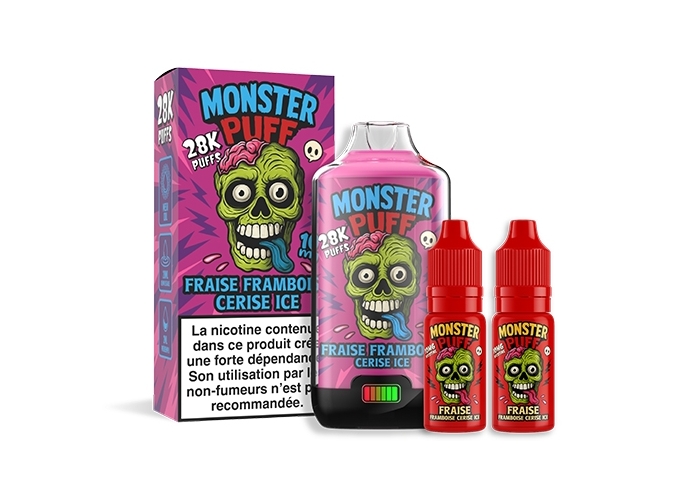 KIT MONSTER 28K FRAISE FRAMBOISE CERISE ICE 10 MG