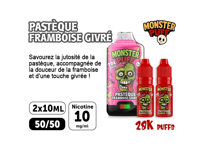 KIT MONSTER 28K PASTÉQUE FRAMBOISE ICE 10 MG