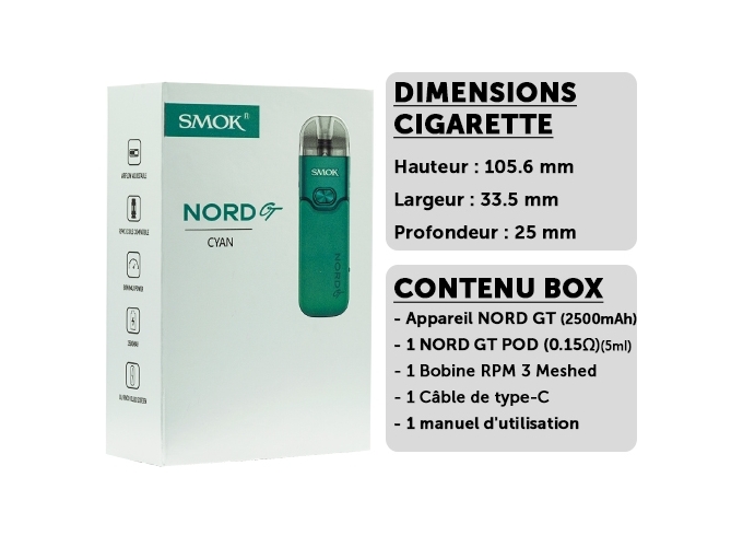 KIT NORD GT SMOKTECH CYAN BLEU