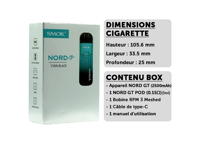 KIT NORD GT SMOKTECH NOIRE ET BLEU