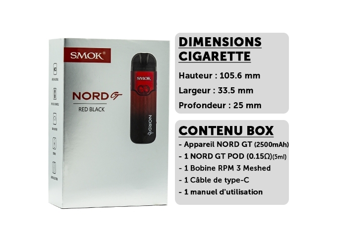 KIT NORD GT SMOKTECH NOIRE ET ROUGE