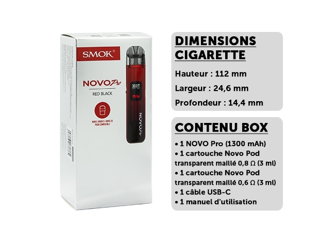 KIT NOVO PRO SMOKTECH ROUGE ET NOIR