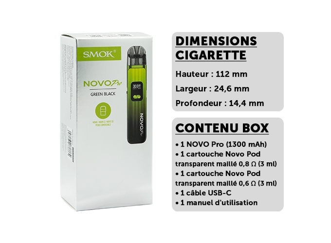 KIT NOVO PRO SMOKTECH VERTE ET NOIR