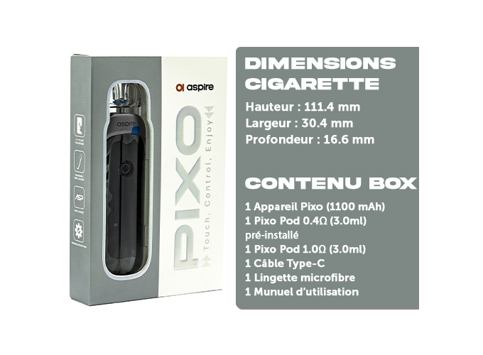 KIT PIXO ASPIRE GUNMETAL 1100 Mha