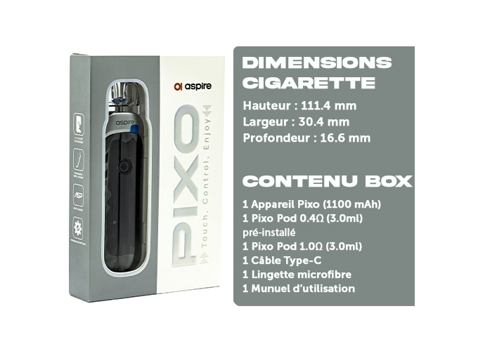 KIT PIXO ASPIRE ICE SILVER 1100 Mha